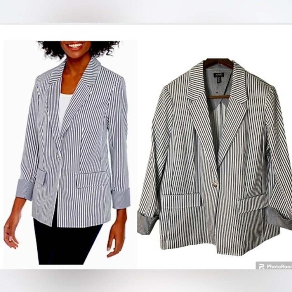 JONES NEW YORK| Ink Ivory Striped Blazer